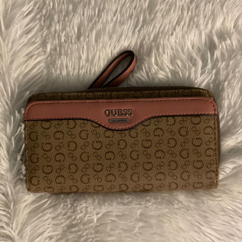 GUESS Tan and Pink Women's Wallet